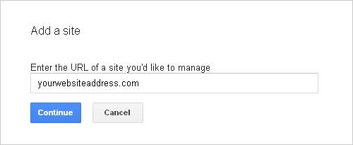 Google Webmaster Tools - Add a site