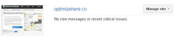 Google Webmaster Tools - Manage Site