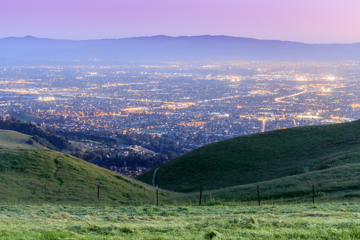 East Bay Area hills overlooking city