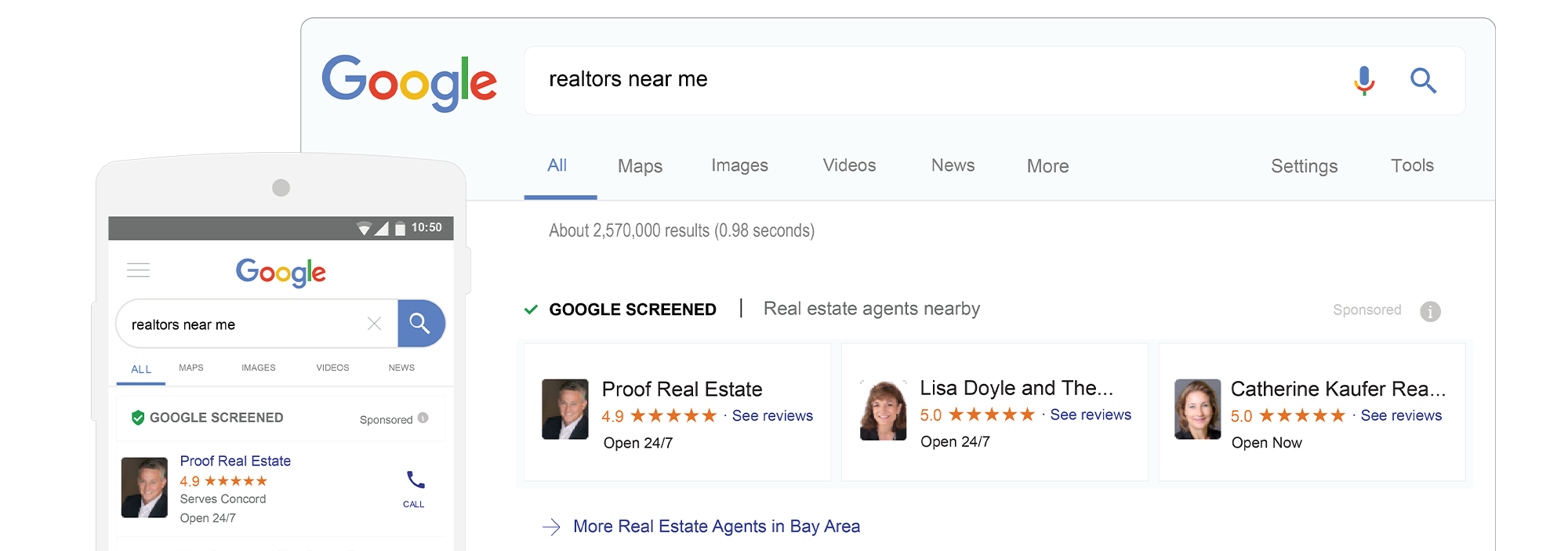 Local Service Ads search results mobile and desktop