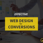 image of men looking at website with words effective web design for conversions imposed on top