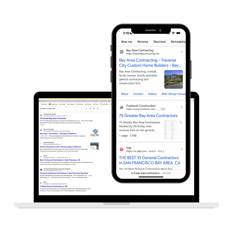 Local Service Ads search results mobile and desktop