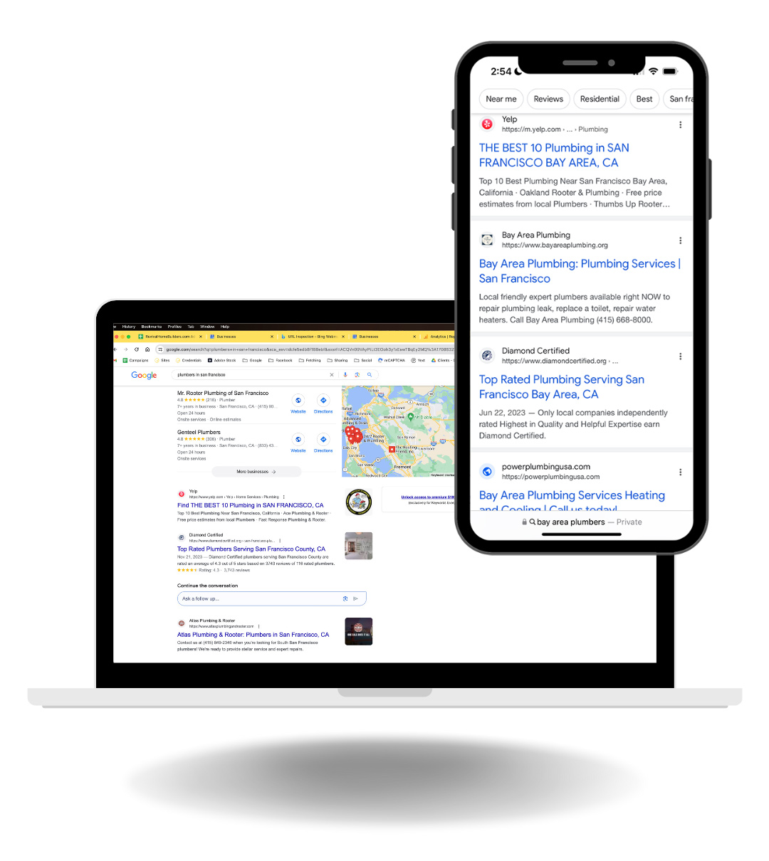 Local Service Ads search results mobile and desktop