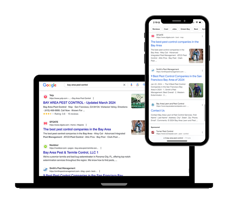 Local Service Ads search results mobile and desktop